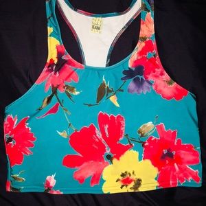 Kortnie Jeane Floral Racerback Swim Top EUC